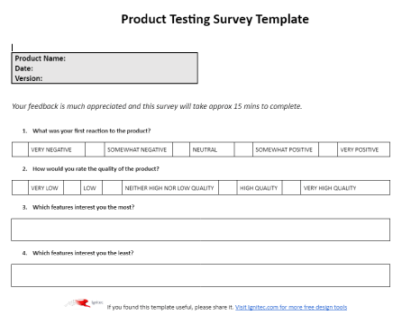 Product testing feedback